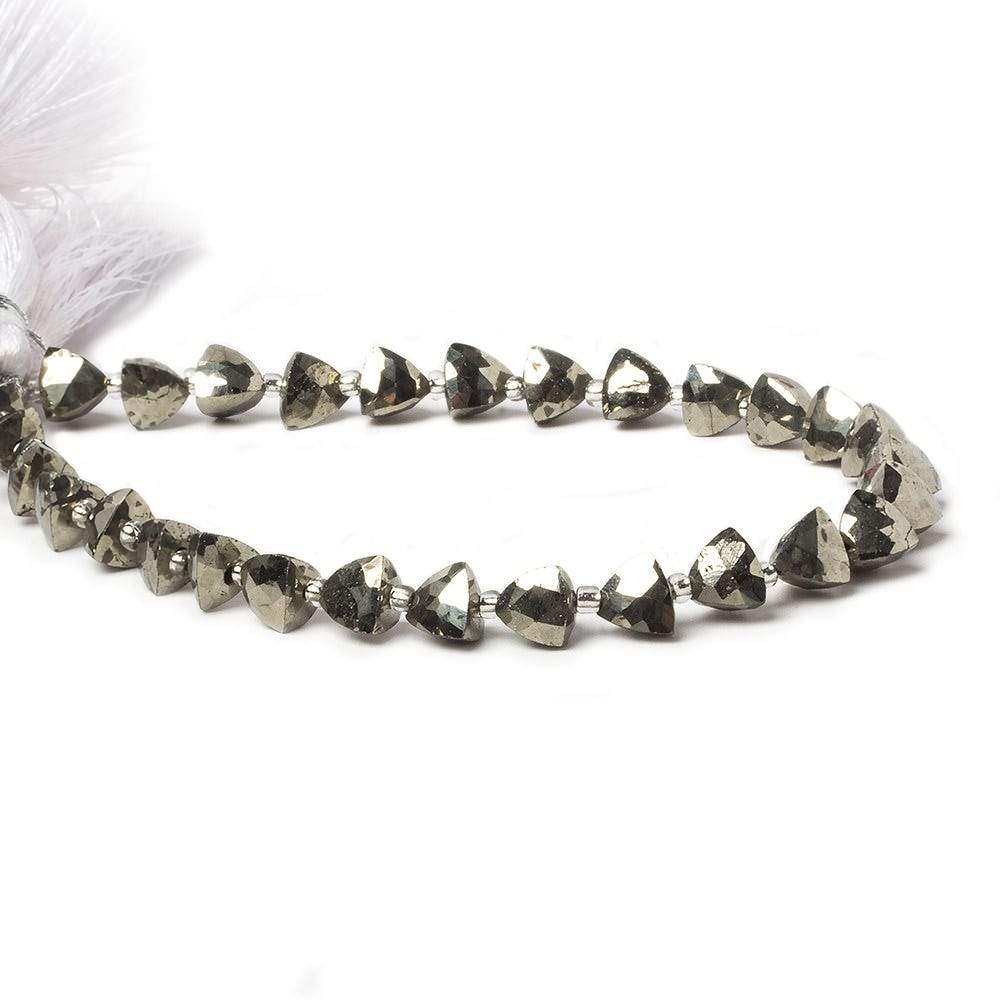 5-6mm Pyrite straight drilled triangle beads 8 inch 30 pieces