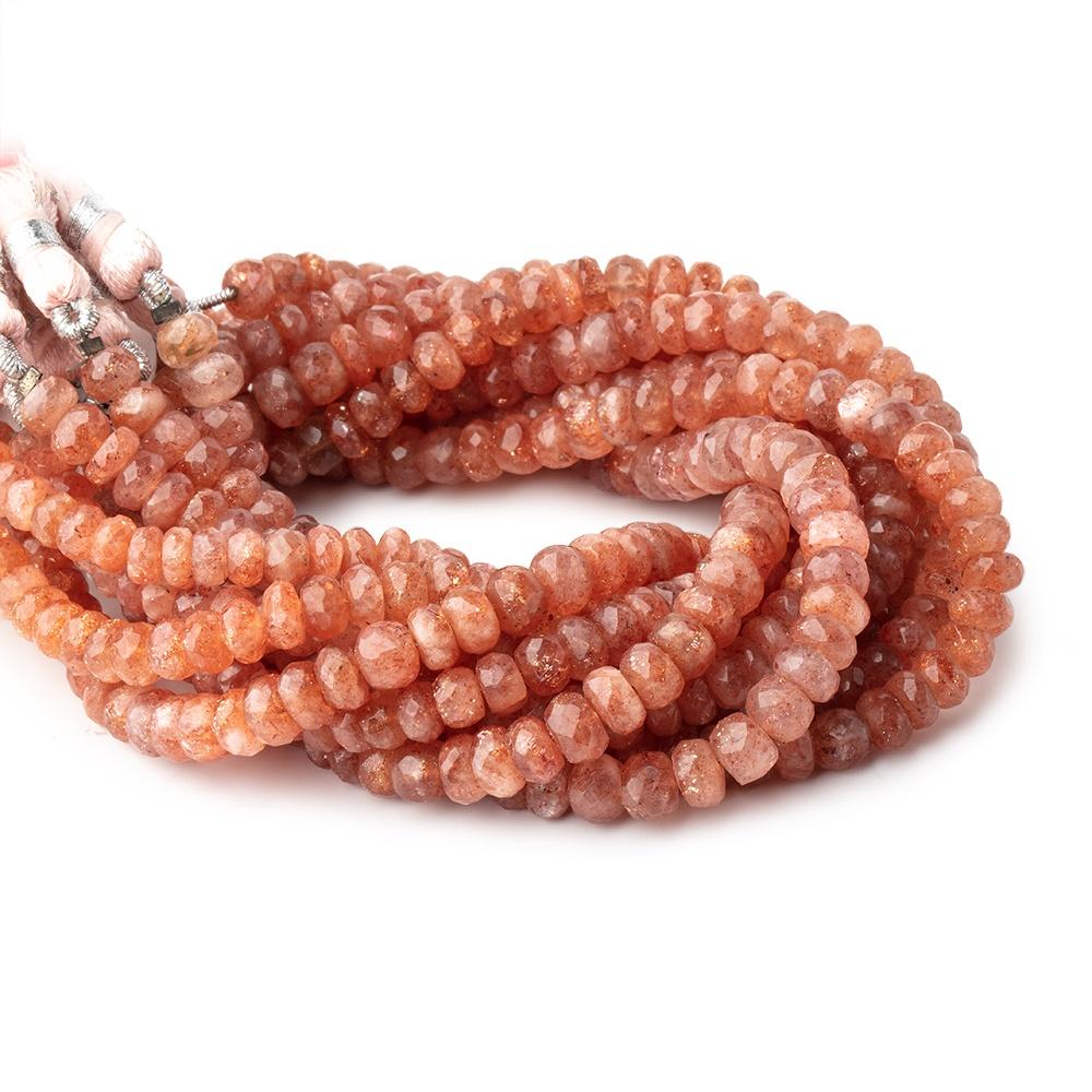 4.5-5.5mm Sunstone Faceted Rondelle Beads 8 inch 62 pieces