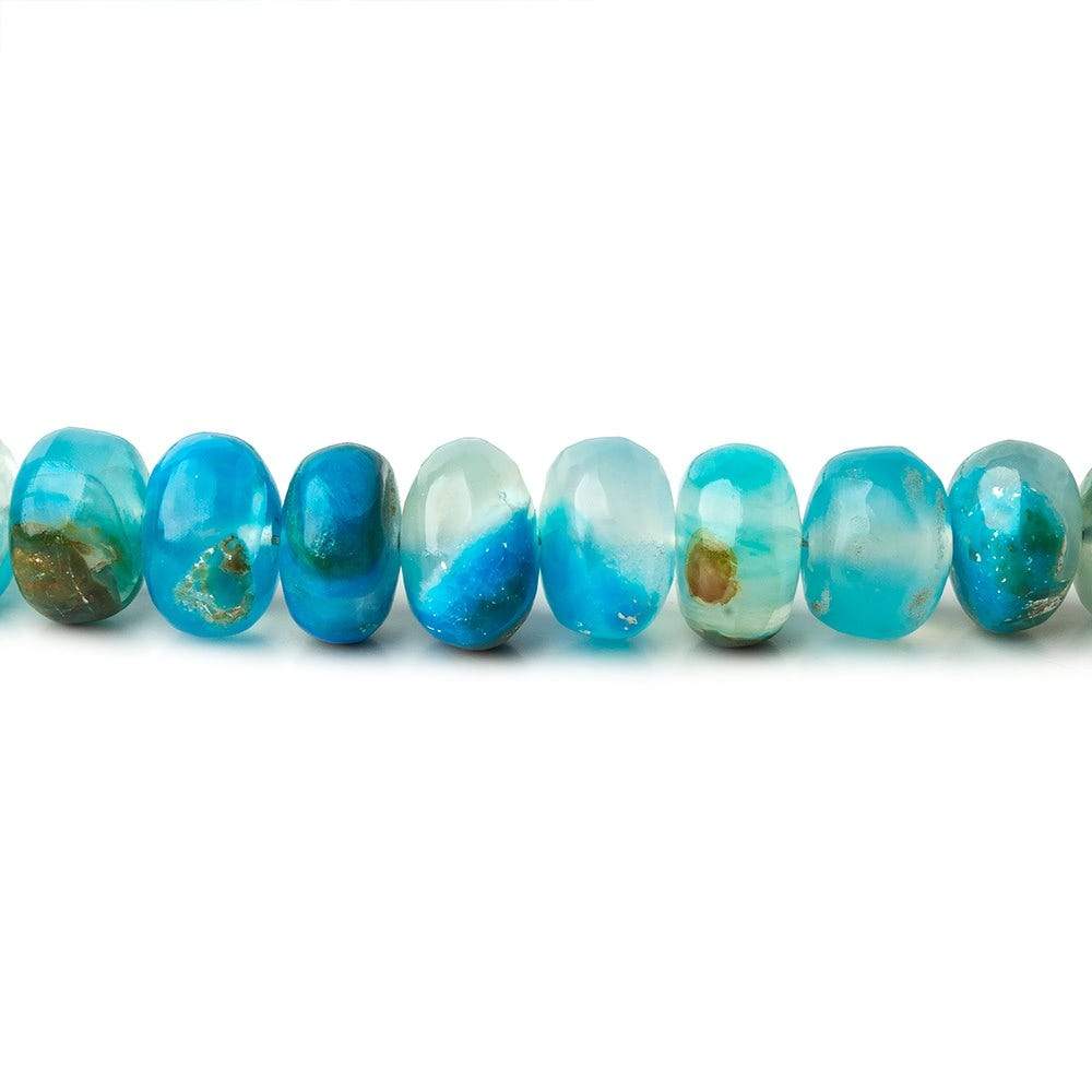 5-7.5mm Peruvian Blue Opalina plain rondelles 17 inch 121 beads A