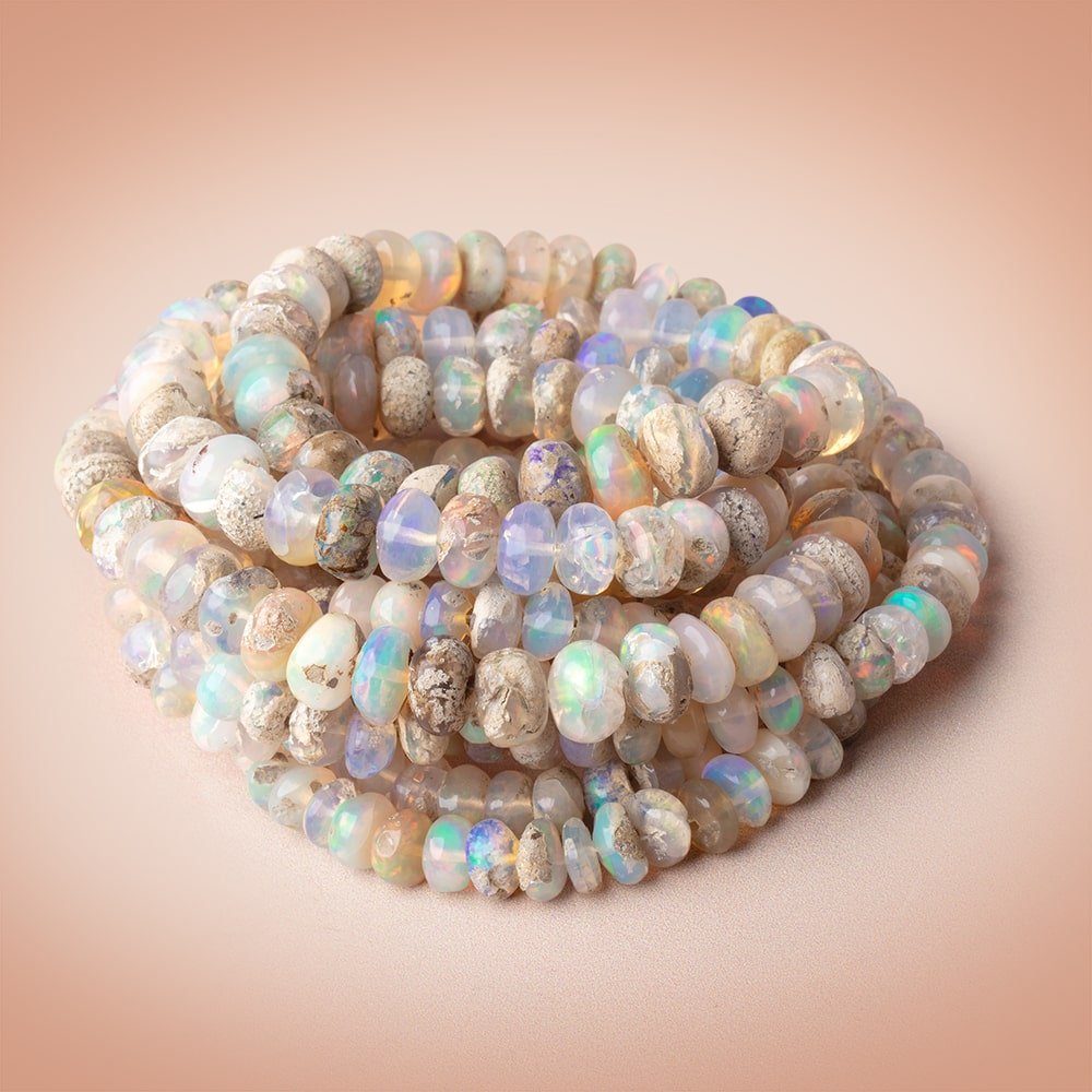 5-8mm Ethiopian Opal with Matrix Plain Rondelle 17.25 inch 75 Beads AA