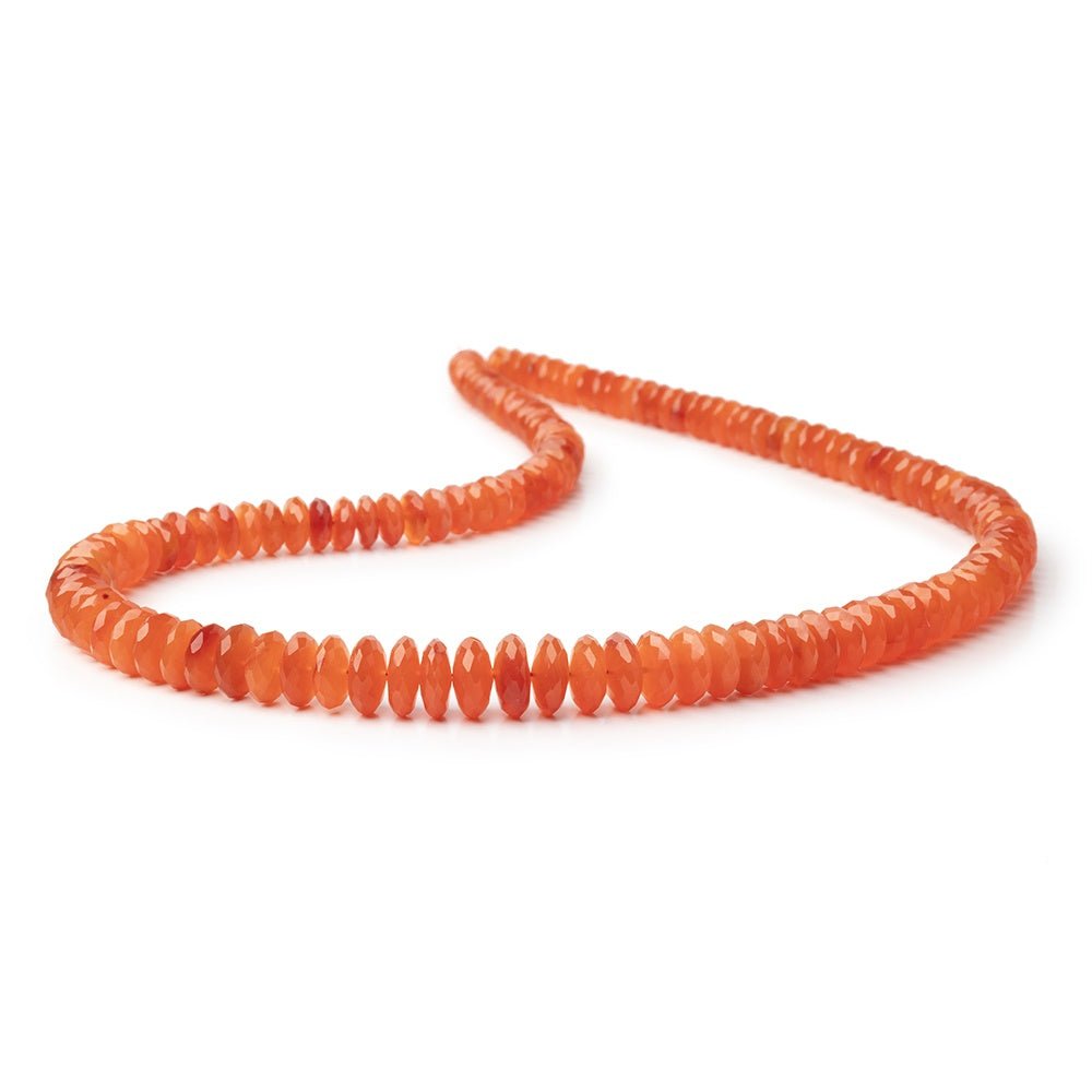 5-9.5mm Dark Carnelian German Faceted Rondelle 16 inch 140 Beads AA