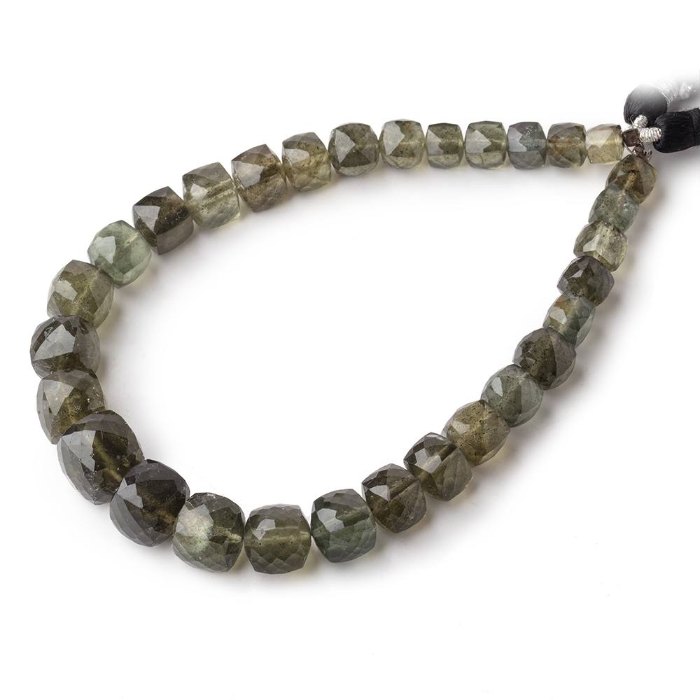 5.5-10.5mm Moss Aquamarine Faceted Cube Beads 8.5 inch 30 pieces
