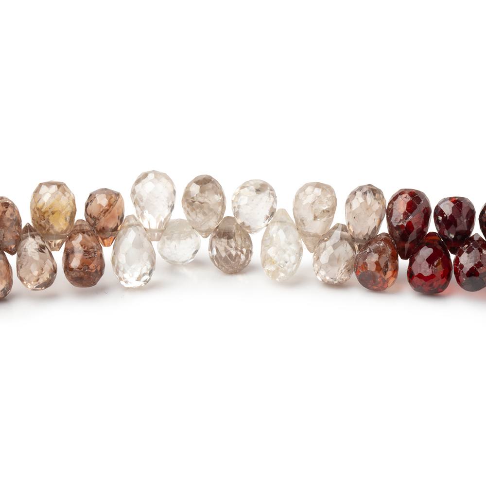 5.5-6.5mm Multi Color Zircon Faceted Tear Drop Briolette 8 inch 84 Beads