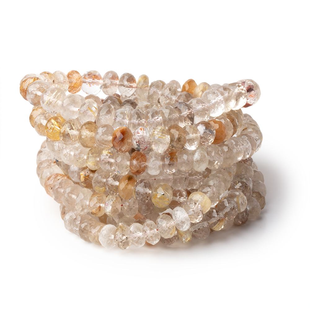 5.5-6.5mm Rutilated Quartz Faceted Rondelle Beads 16 inch 88 pieces