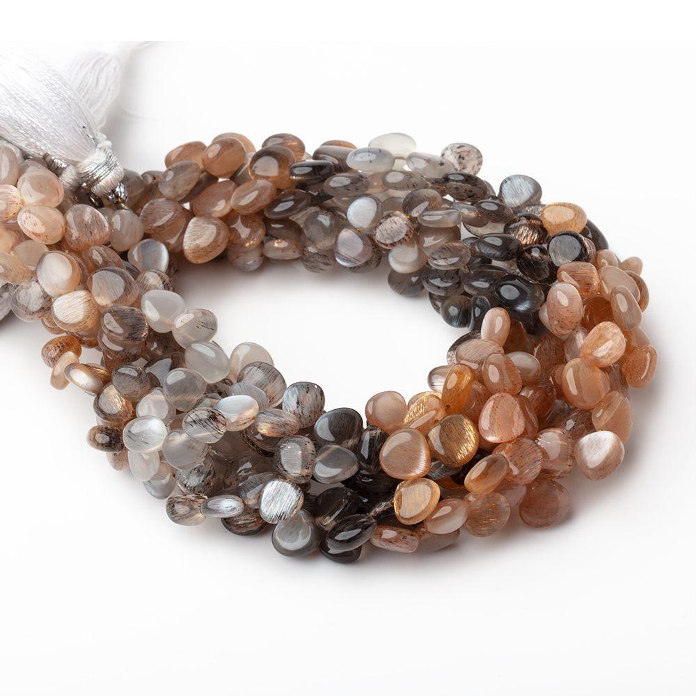 5.5-6.5mm Sunstone & Moonstone Plain Heart Beads 8.5 inch 50 pieces