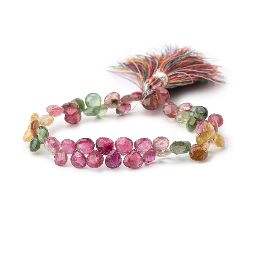 5.5-6mm Tourmaline Faceted Heart Beads 7 inch 54 pieces