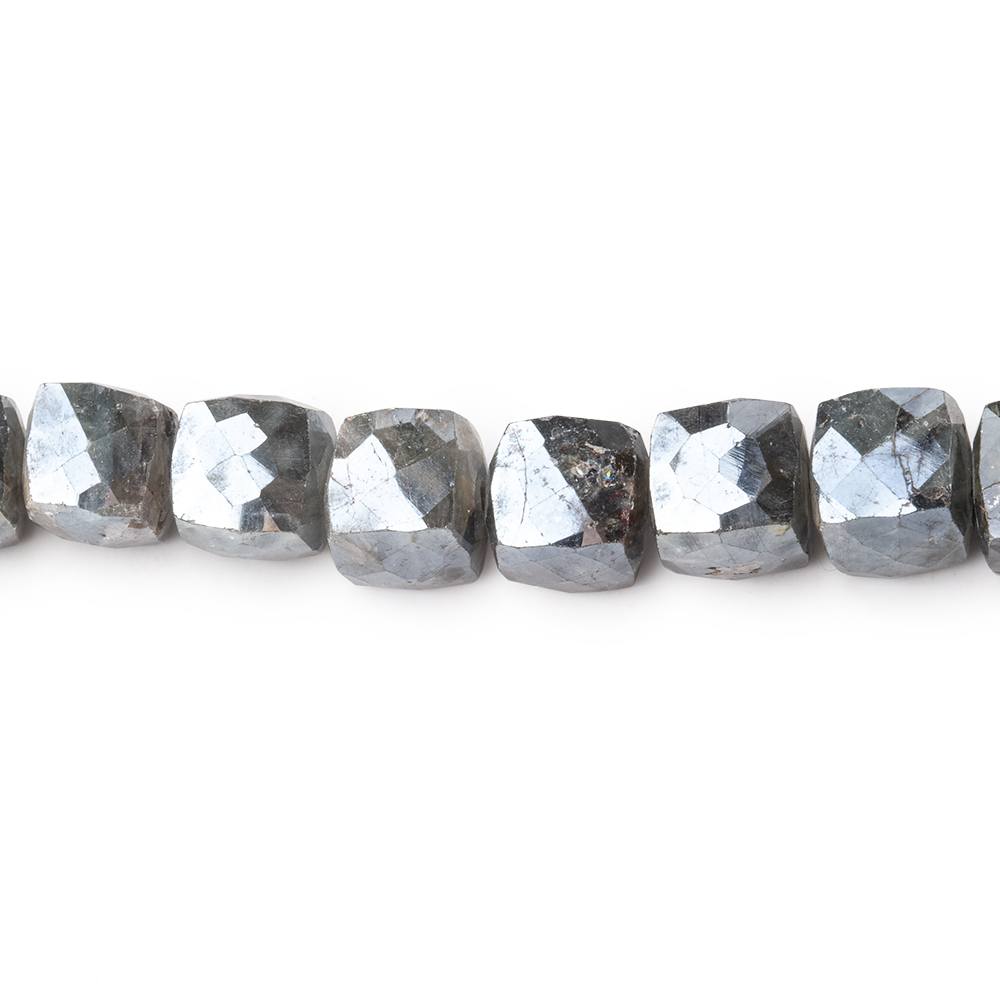 5.5-7mm Mystic Moss Aquamarine Faceted Cube Beads 8.5 inch 33 pieces