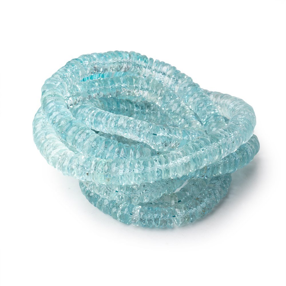 5.5-8mm Aquamarine Faceted Heishi Beads 15 inch 221 pieces AAA
