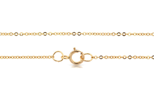 14Kt Gold Filled 1.3x1mm Flat Cable Chain 18" with Spring Ring Clasp - 1 Piece