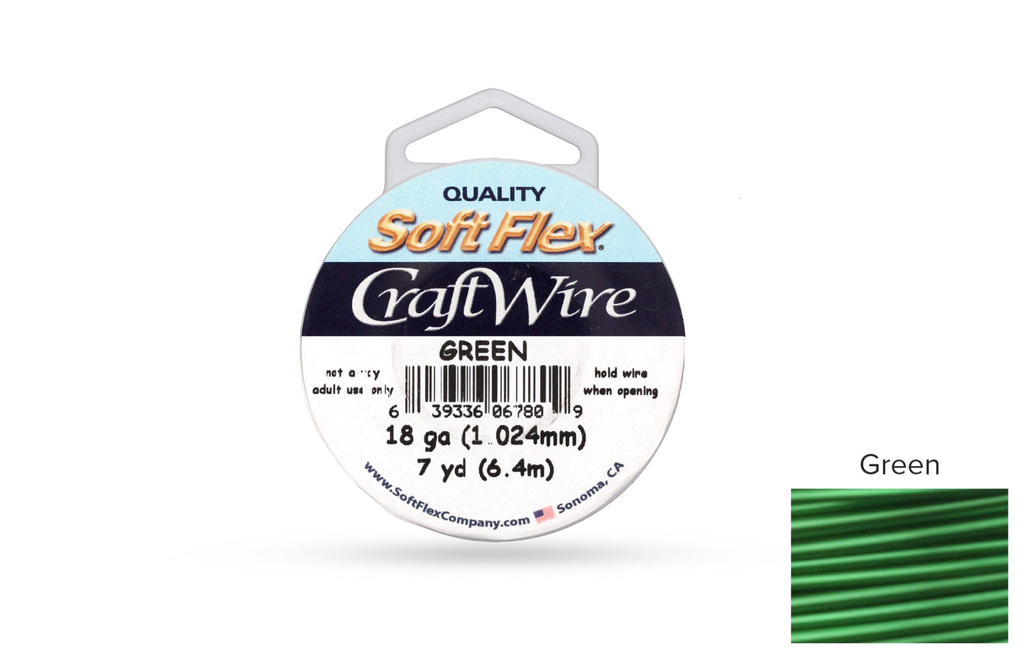 Craft Wire Soft Flex 18 Gauge Green Plated Wire - 1spool
