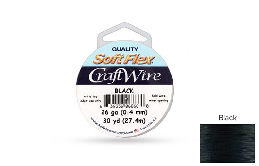Craft Wire Soft Flex 26 Gauge Black Plated Wire - 1spool