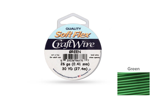 Craft Wire Soft Flex 26 Gauge Green Plated Wire - 1spool