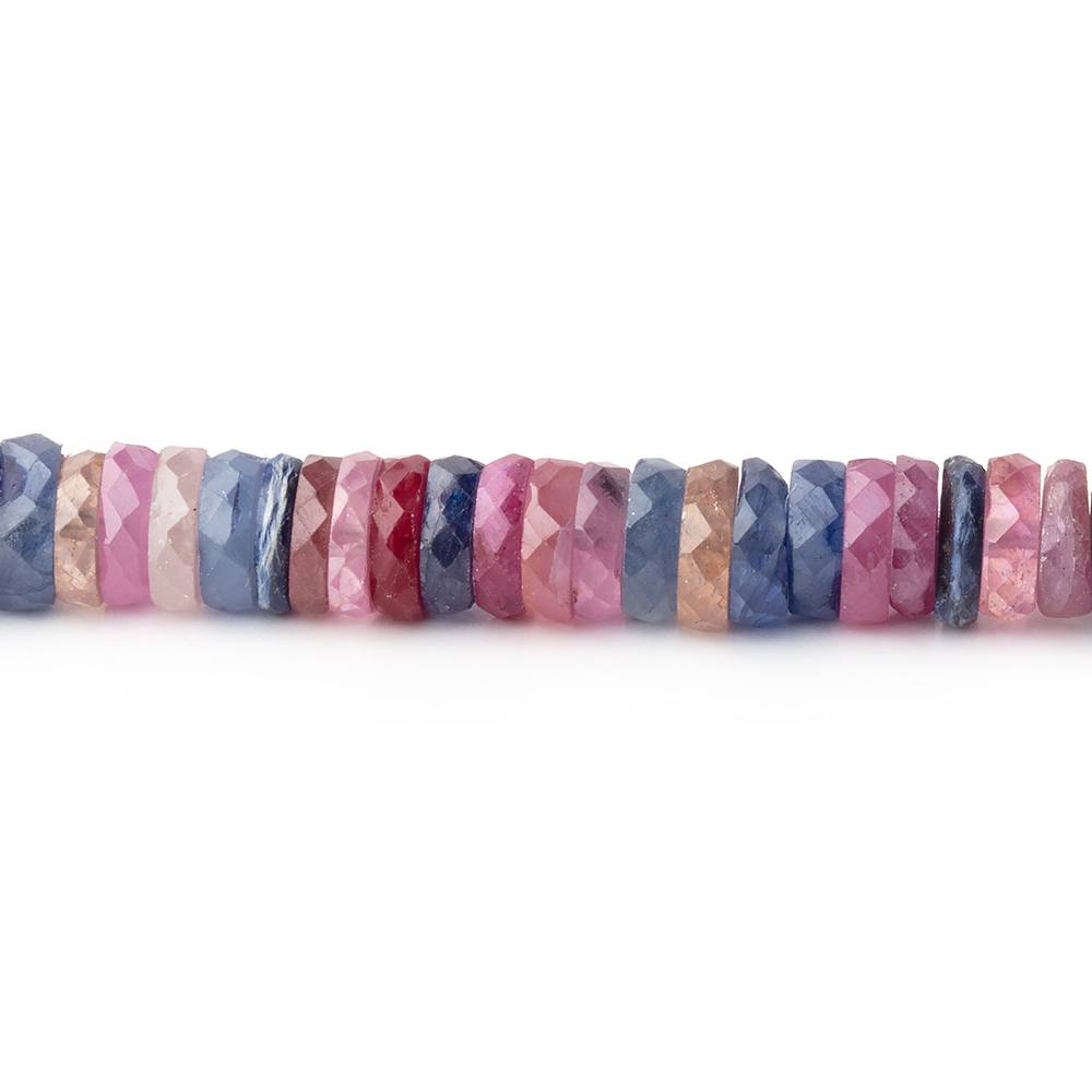 5.2mm Multi Color Madagascar Sapphire Faceted Heishi 16 inch 250 Beads AA