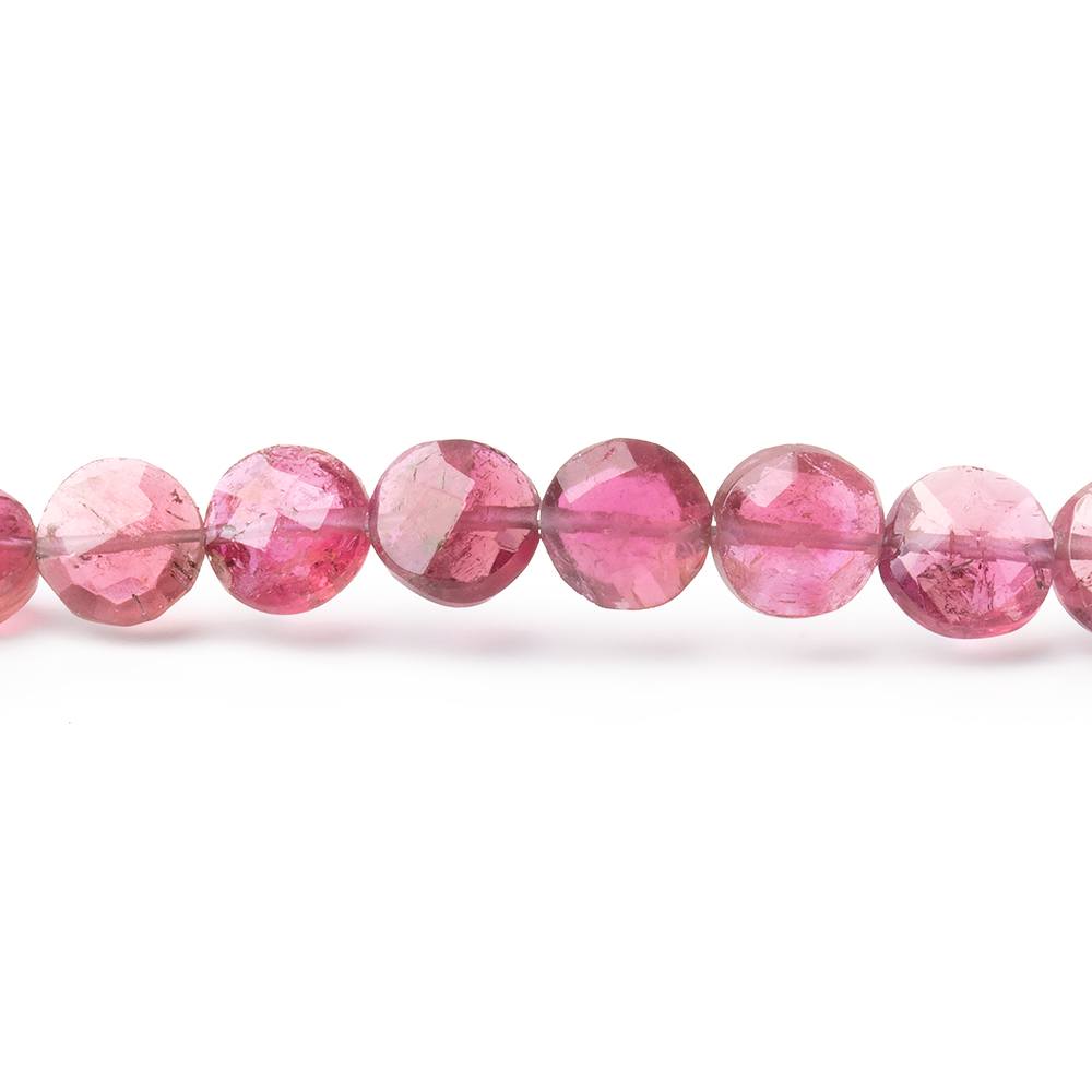 5.5mm Pink Tourmaline Faceted Coin Beads 16 inch 75 pieces AA