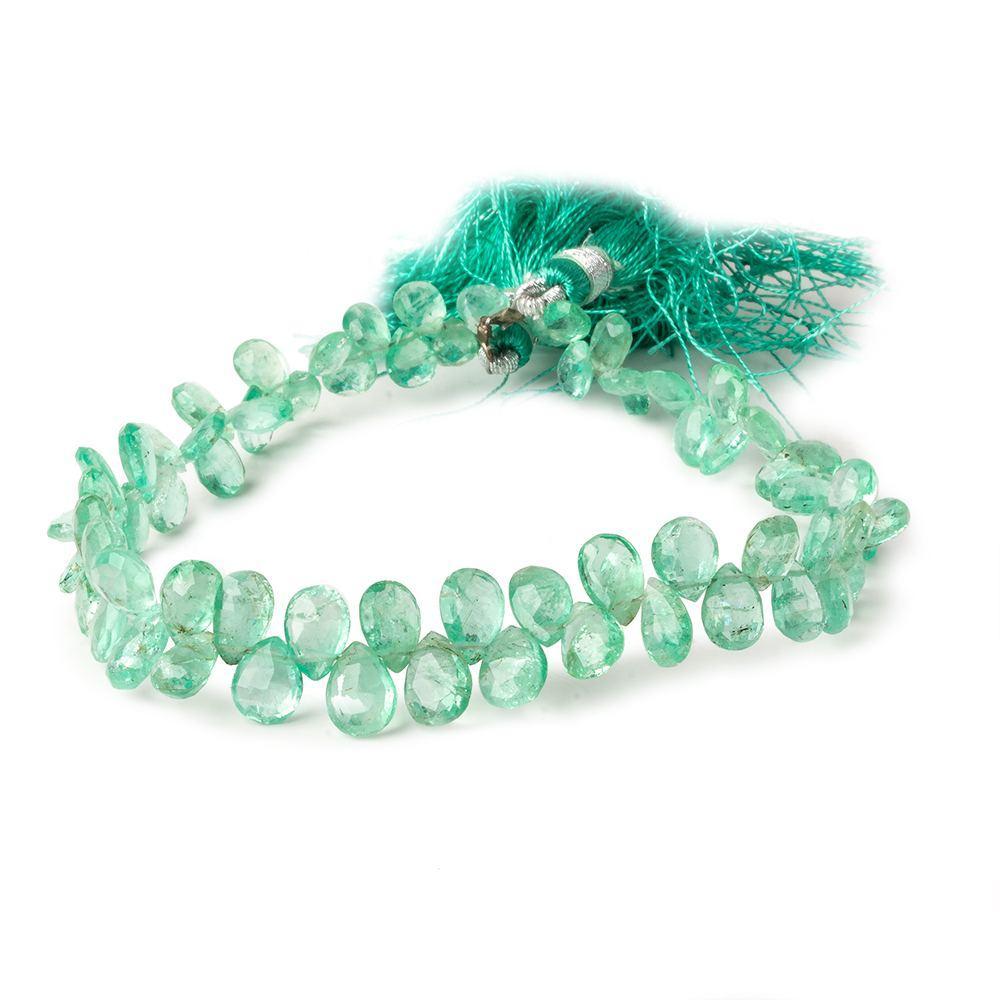 5.5x4-8x5mm Emerald Faceted Pear Beads 8 inch 70 pieces AA