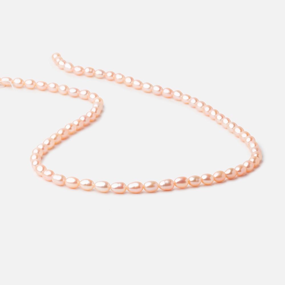 5.5x4mm Peach Straight Drill Oval Freshwater Pearl beads 15 inch 66 pieces