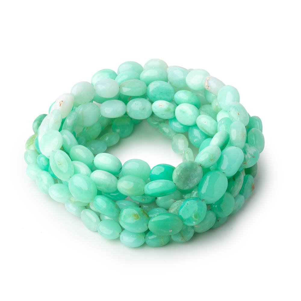 5.5x5-8x7mm Tanzanian Green Opal Plain Oval Beads 17.5 inch 62 pieces