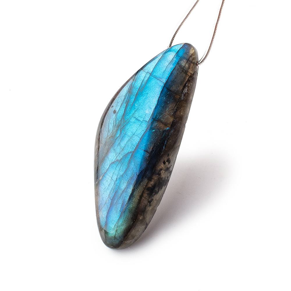 57x22x8mm Neon Blue Labradorite fancy shape focal bead 1 piece