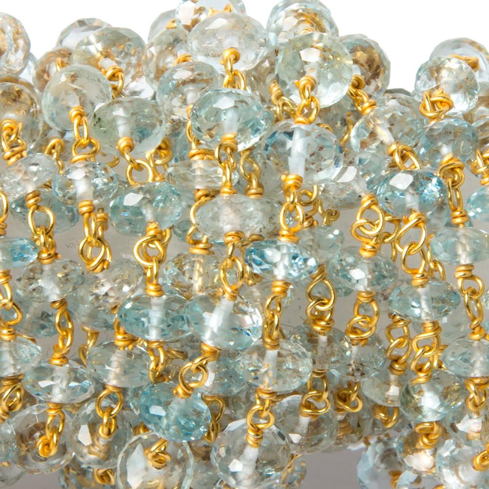 5mm Aquamarine faceted rondelle Vermeil Chain by the foot 40 pcs
