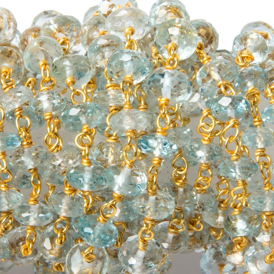 5mm Aquamarine faceted rondelle Vermeil Chain by the foot 40 pcs