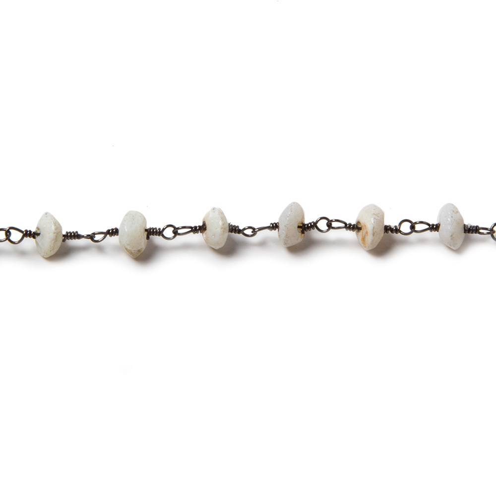 5mm Australian Opal plain rondelle Black Gold plated Chain by the foot 37 pcs