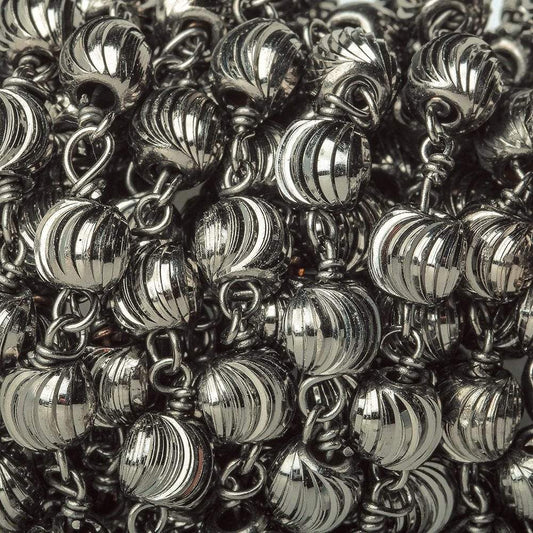 5mm Black Gold plated Fluted Round Black Gold plated Chain by the foot