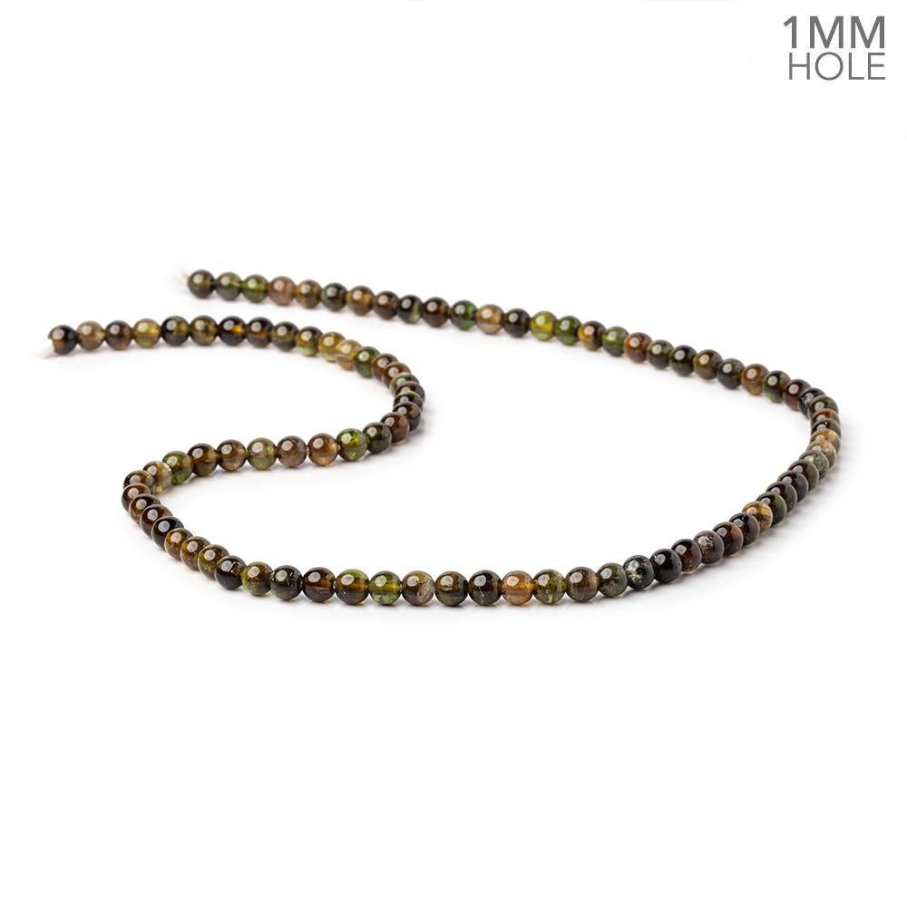 5mm Brown & Green Tourmaline Plain Round Beads 16 inch 88 pieces 1mm Hole
