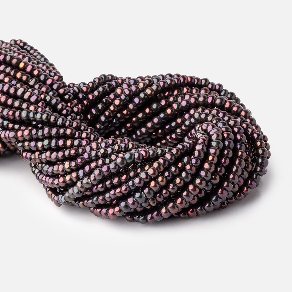 5mm Eggplant 2.5mm Large Hole Off Round Pearls 15 inch 135 Beads