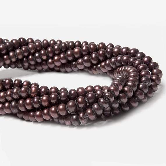 5mm Eggplant Center Drilled Button Freshwater Pearls 16 inch 120 pieces