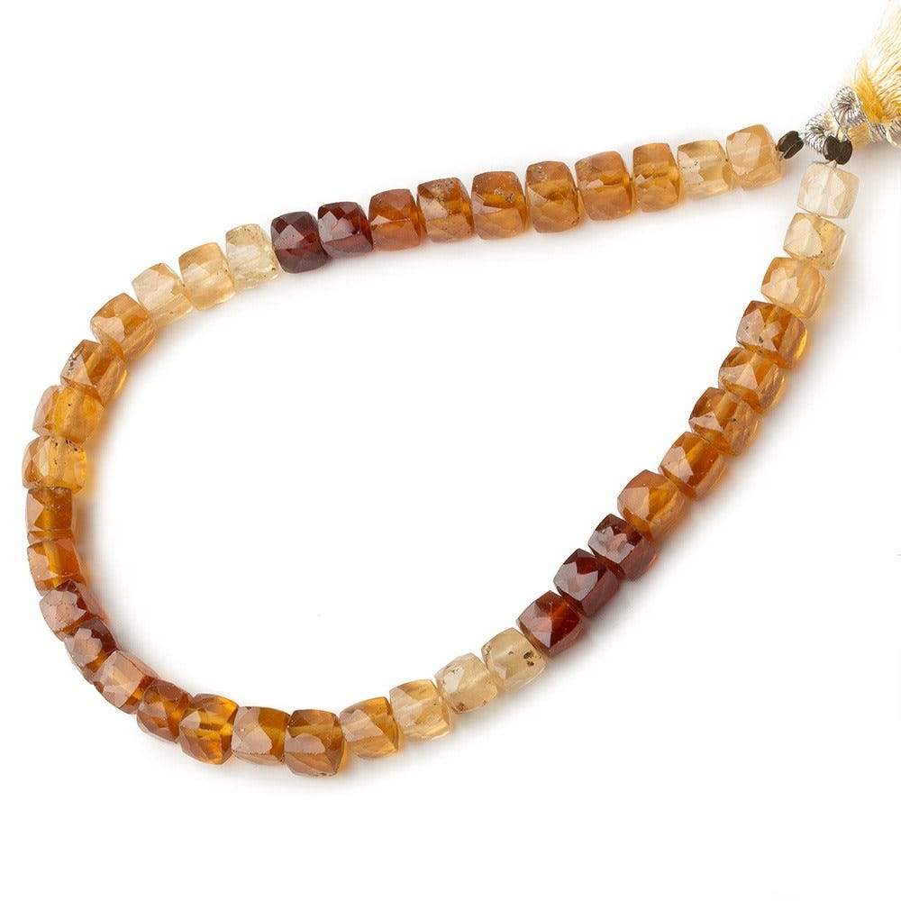 5mm Faceted Cube Hessonite Garnet Beads 8 inch 40 pieces A