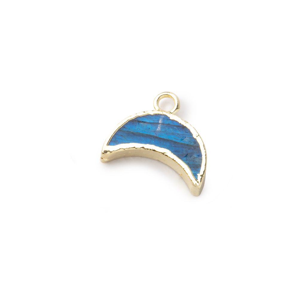 5x11mm Gold Leafed Labradorite Crescent Moon Focal Pendant 1 piece