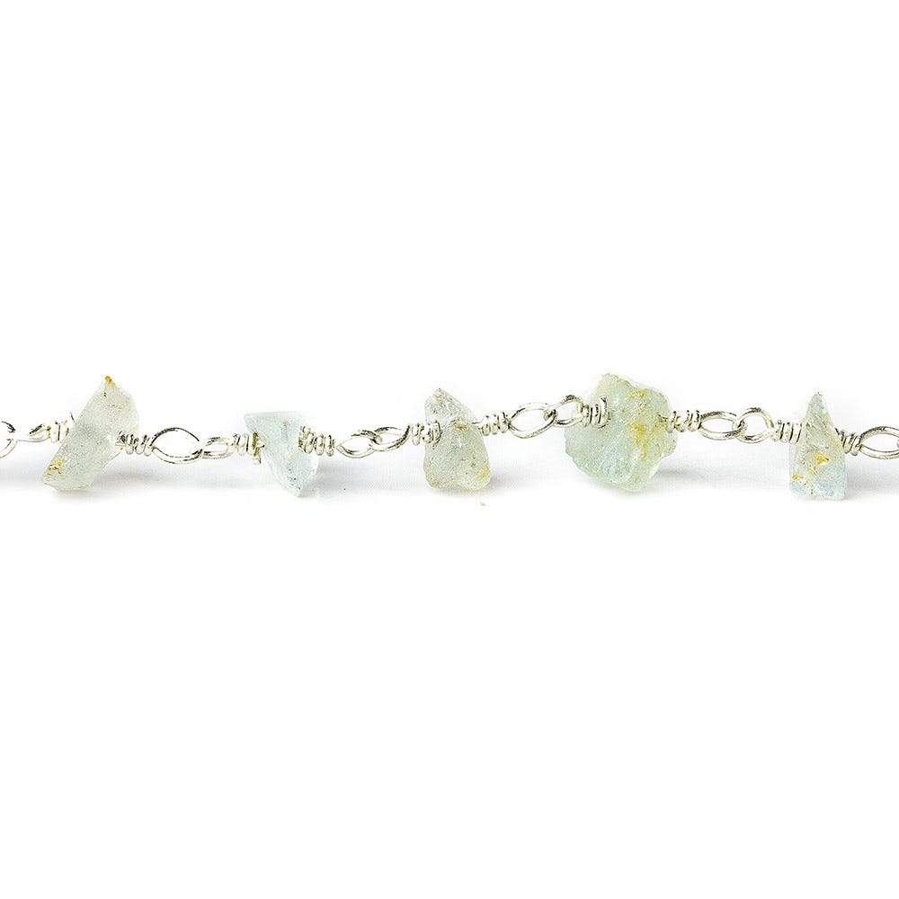 5x3-6x4mm Multi Beryl chip nugget Silver plated Chain by the foot