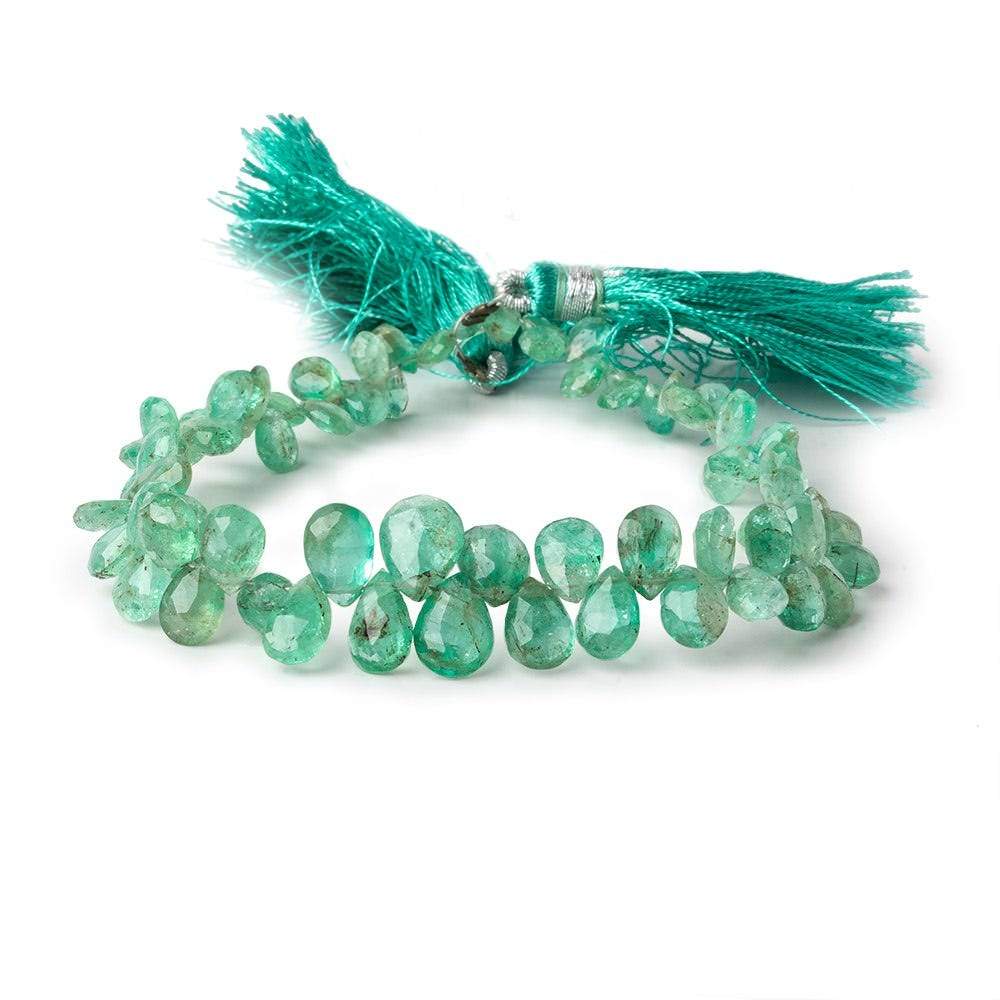 5x3-9x7mm Emerald faceted pear beads 8 inch 72 pieces
