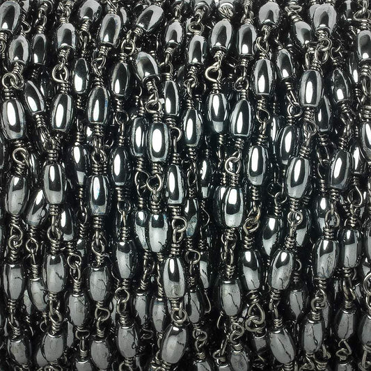5x3mm Hematite Plain Rice Black Gold Chain by the foot 27 pieces