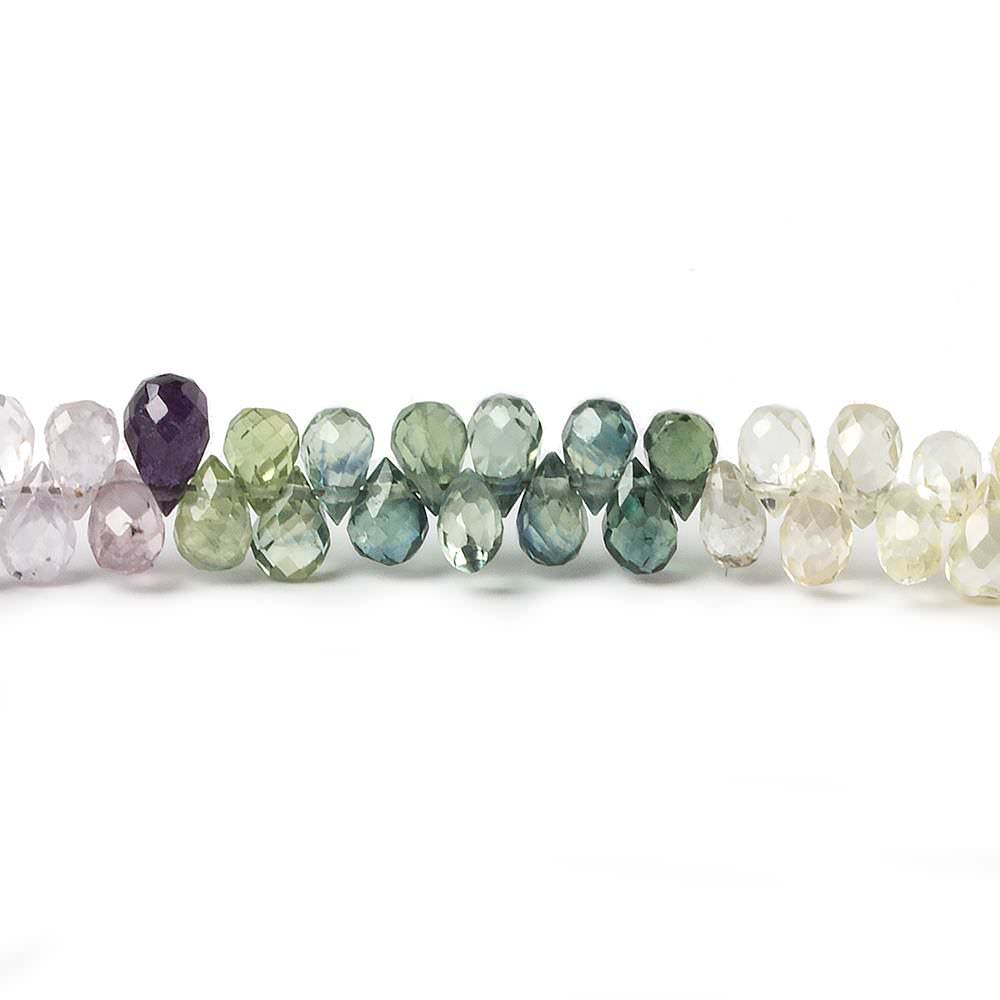 5x3mm Sapphire Micro Faceted Tear Drop Beads 8.5 inch 128 pieces