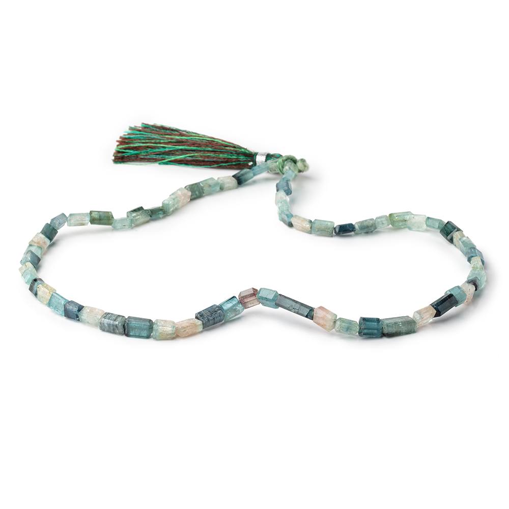 5x4-11x5mm Indicolite Tourmaline Faceted Rectangles 16 inch 60 Beads