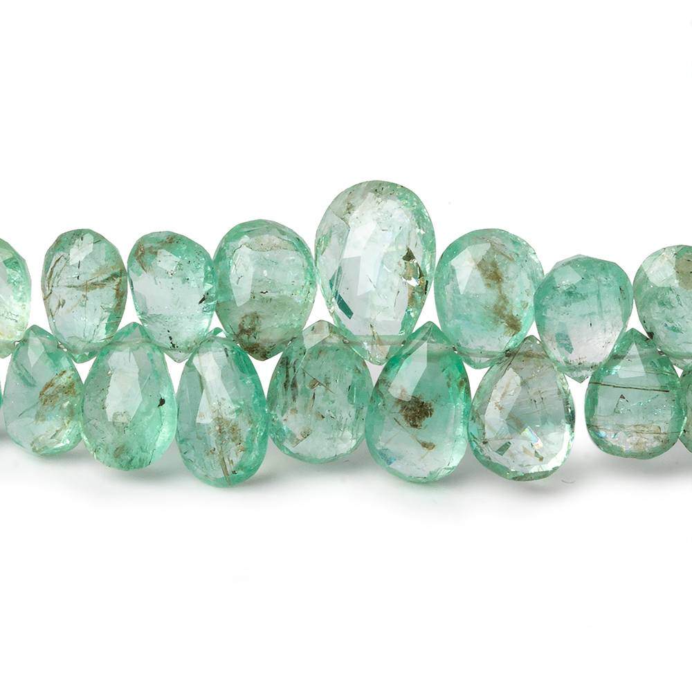 5x4-11x7mm Colombian Emerald Faceted Pears 7.75 inch 69 beads AAA