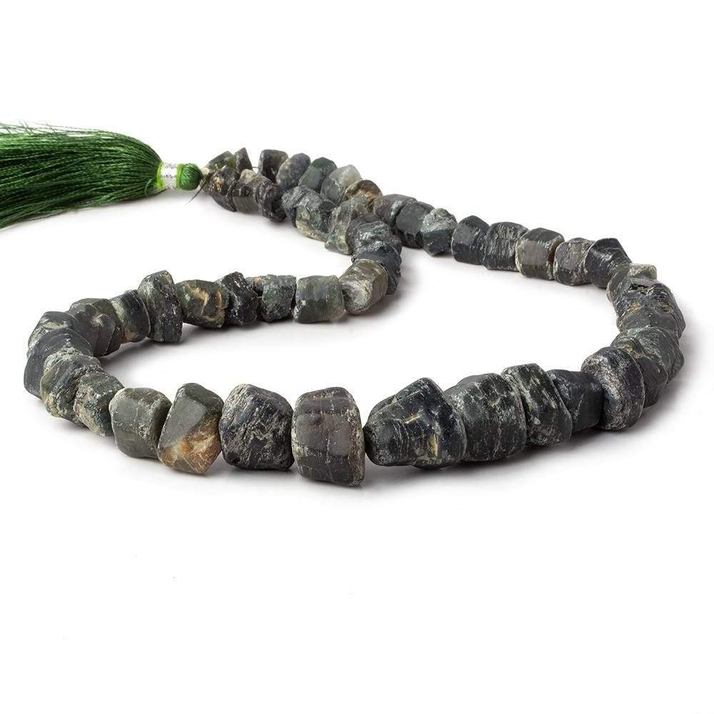 5x4-17x10mm Alluvial Green Sapphire Natural Crystal Beads 14 inch 53 pieces