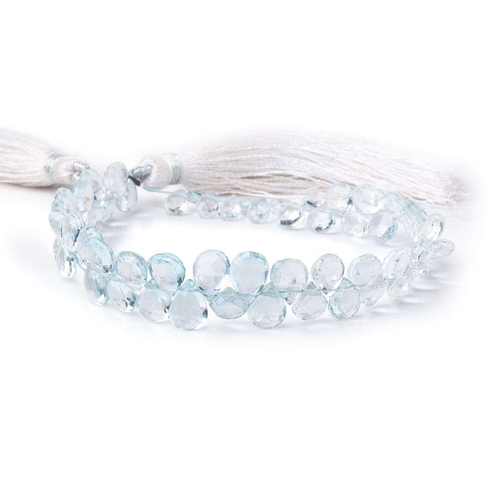 5x4-8x6mm Sky Blue Topaz Faceted Hearts and Pears 8 inch 58 Beads AA