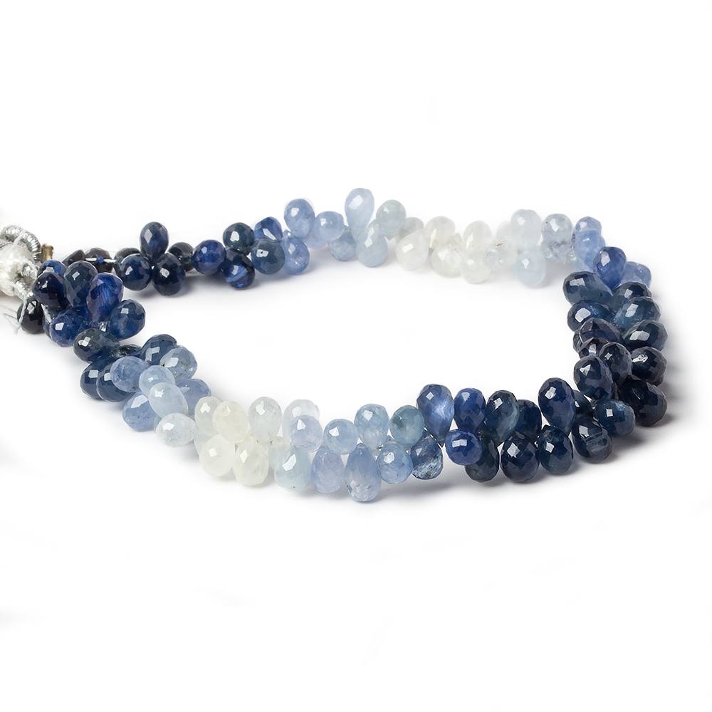 5x4mm Blue and White Sapphire Tear Drop Beads 8 inch 117 pieces