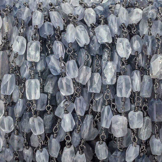 5x4mm Iolite faceted rectangle Black Gold Chain by the foot 27 pieces