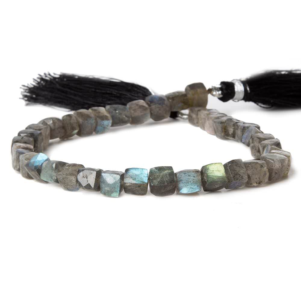 5x5mm Labradorite Faceted Cube Beads 8 inch 34 pieces