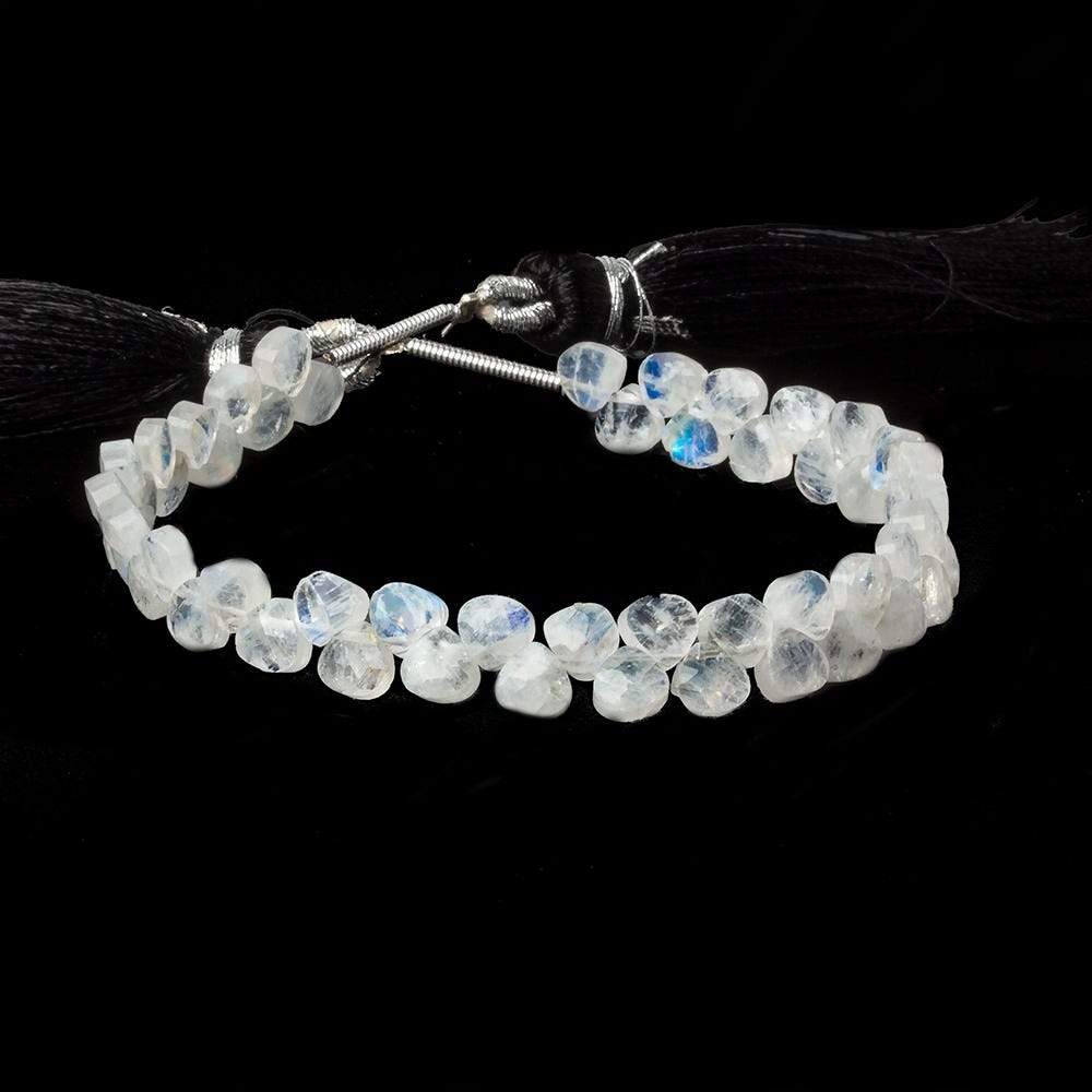 Rainbow Moonstone Heart Micro-Briolette Beads 6 inch 50 pieces