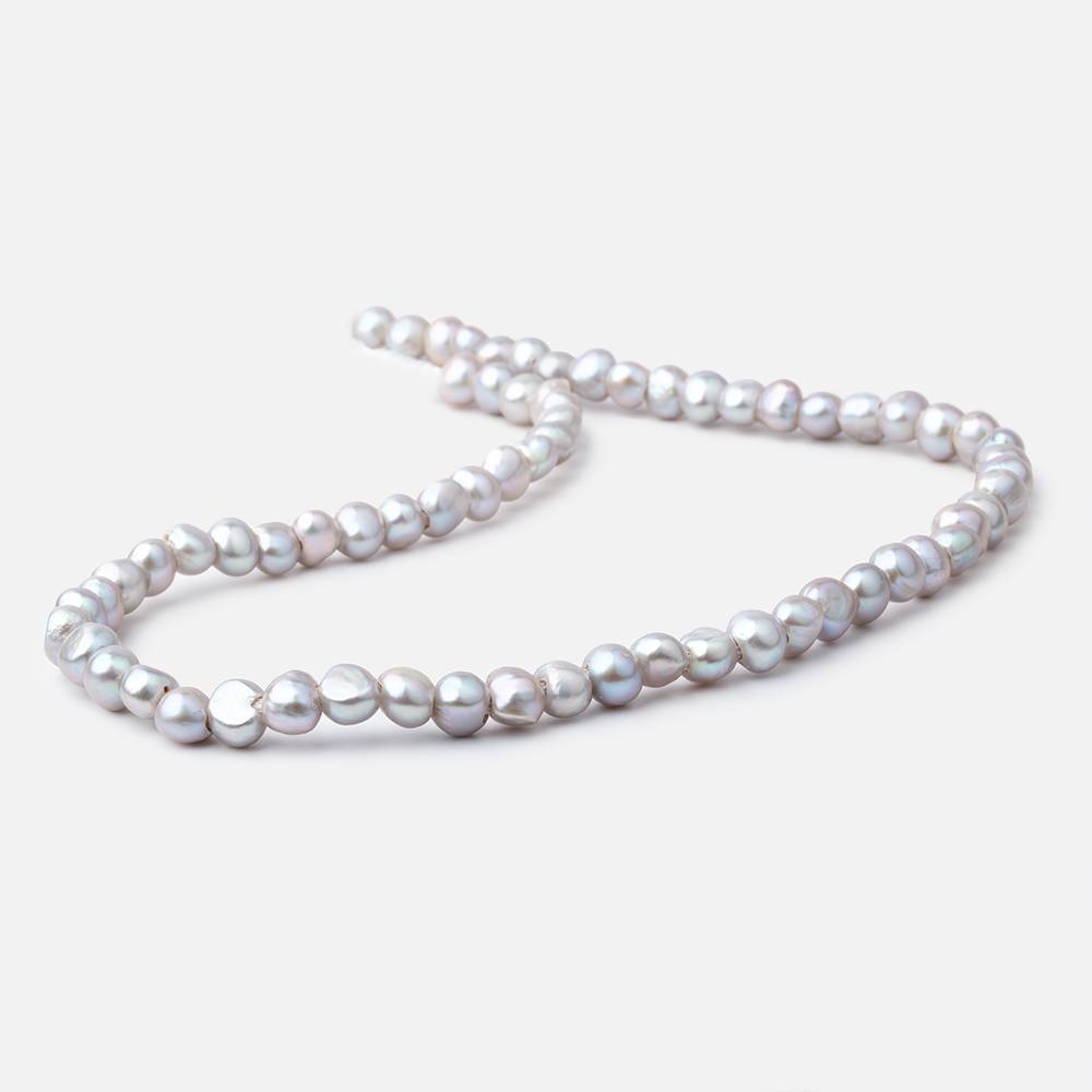 6-7mm Rose' Silver Baroque 2.5mm Large Hole Pearls 15 inch 66 pieces
