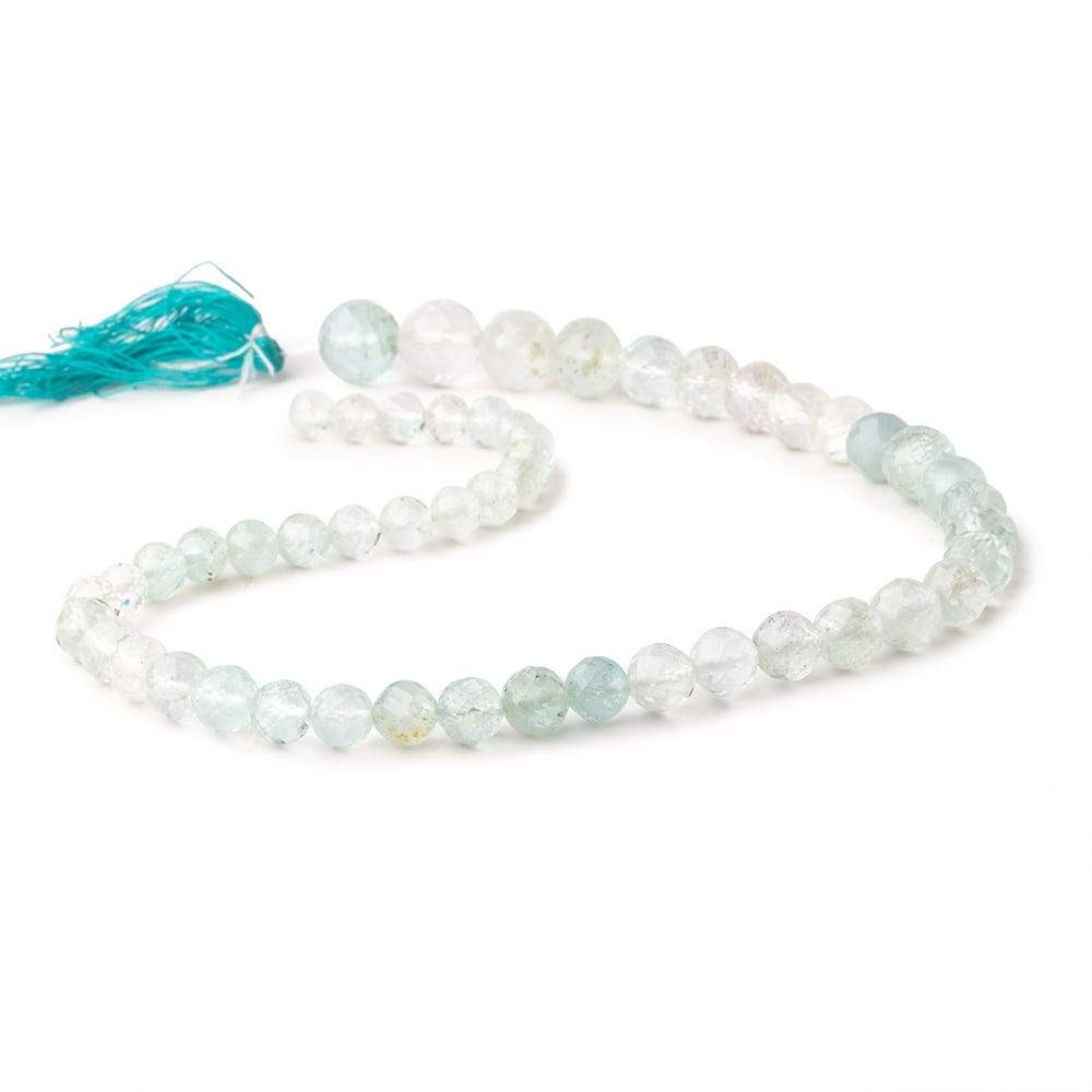 6-11mm Aquamarine Faceted Round Beads 14.5 inch 51 pieces
