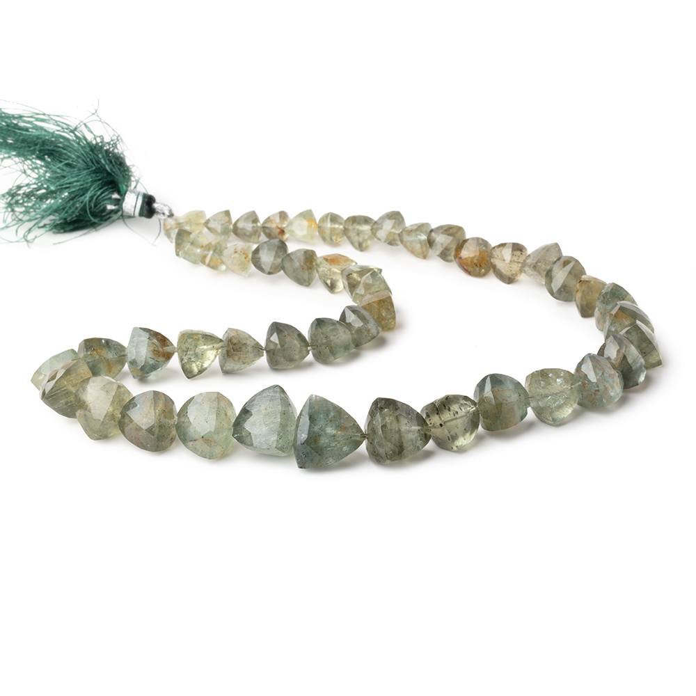 6-12mm Moss Aquamarine Faceted Trillion Beads 15 inch 48 pieces