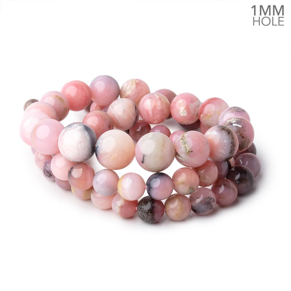 6-12mm Pink Peruvian Opal Plain Round Beads 20 inch 60 pieces AA 1mm Hole