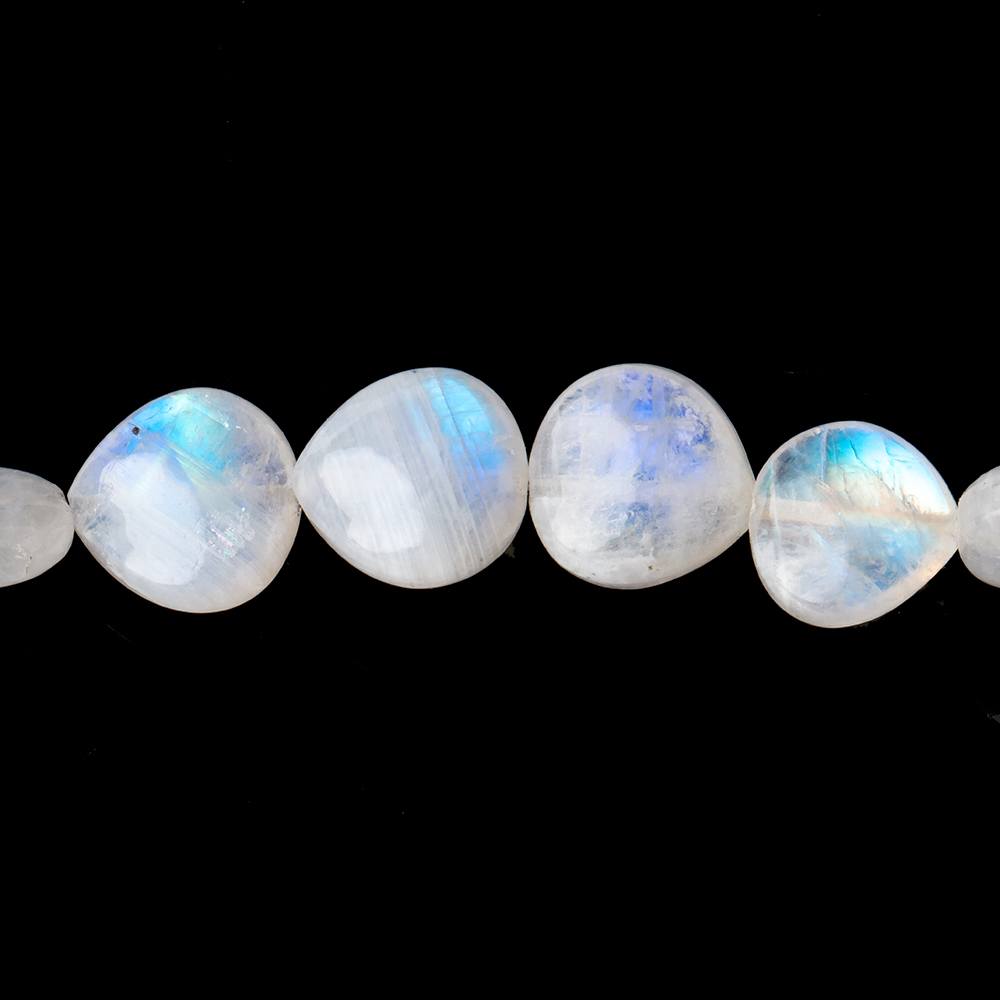 6-12mm Rainbow Moonstone Plain Heart Beads 18 inch 50 pieces AA