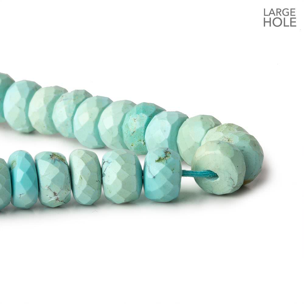 6-7.5mm Turquoise large hole faceted rondelle beads 16 inch 95 beads