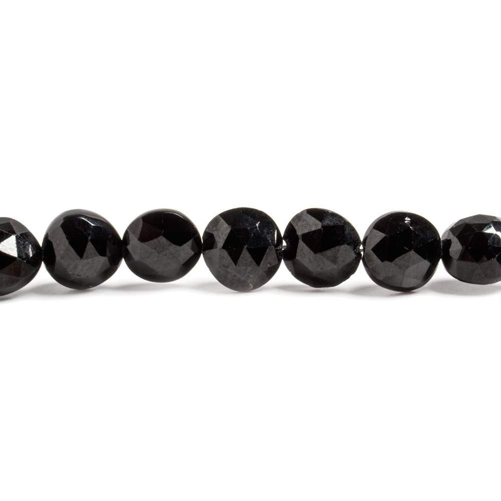 6-7mm Black Spinel Faceted Coin 8 Inch 30 pieces